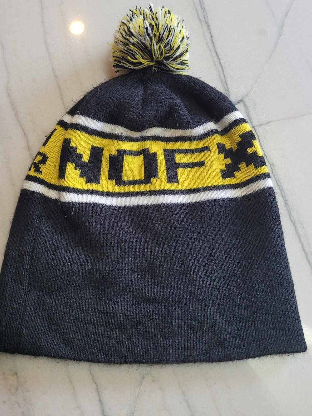 Nofx Black and Yellow Pom Beanie Hat - Unbranded Unisex One Size